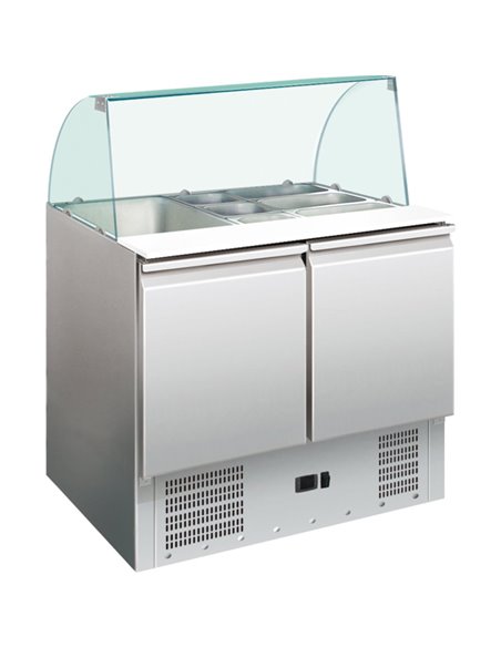 Saladette Glass top 900x700x1350mm 2 doors | Stalwart DA-THS900CG