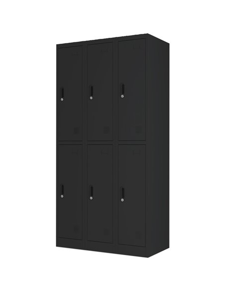 Commercial Black 6 Door Locker 900x450x1800mm | Stalwart DA-LOCKER6TWBLACK