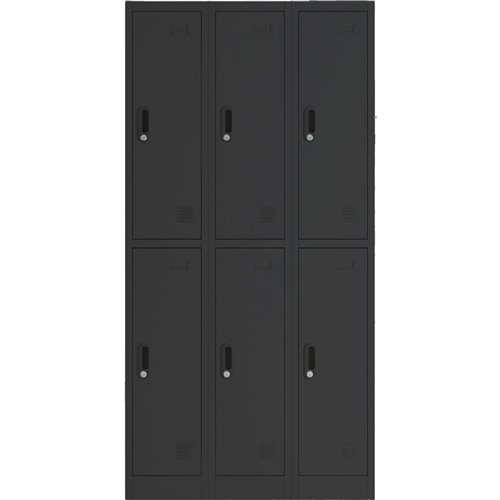 Commercial Black 6 Door Locker 900x450x1800mm | Stalwart DA-LOCKER6TWBLACK