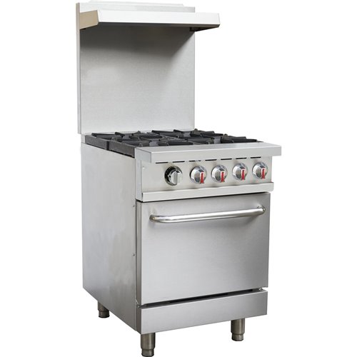 Professional Gas range 4 burners 24kW Gas oven 8kW Upstand and Overshelf | Stalwart DA-RGR24X