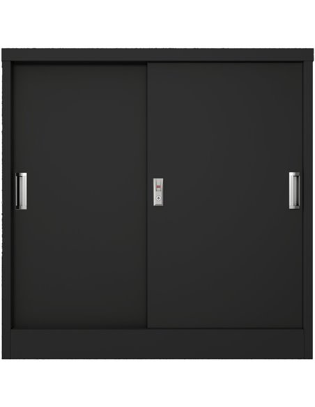 Commercial Metal Black Sliding Door Storage Cabinet Lockable with 2 Shelves 900x400x900mm | Stalwart DA-FCC9BLACK Commercial Metal Black Sliding Door Storage Cabinet Lockable with 2 Shelves 900x400x900mm | Stalwart DA-FCC9BLACK