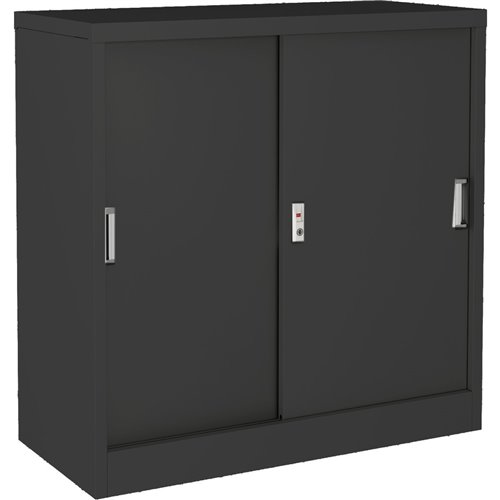 Commercial Metal Black Sliding Door Storage Cabinet Lockable with 2 Shelves 900x400x900mm | Stalwart DA-FCC9BLACK Commercial Metal Black Sliding Door Storage Cabinet Lockable with 2 Shelves 900x400x900mm | Stalwart DA-FCC9BLACK