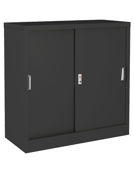 Commercial Metal Black Sliding Door Storage Cabinet Lockable with 2 Shelves 900x400x900mm | Stalwart DA-FCC9BLACK Commercial Metal Black Sliding Door Storage Cabinet Lockable with 2 Shelves 900x400x900mm | Stalwart DA-FCC9BLACK