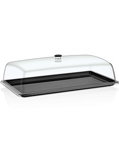 Polycarbonate Gastronorm Tray with Dome Cover GN1/1 Depth 20mm Black | Adexa DA-GF11-GFT11B