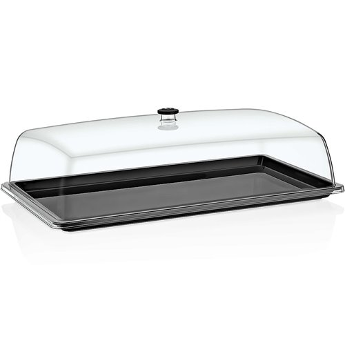 Polycarbonate Gastronorm Tray with Dome Cover GN1/1 Depth 20mm Black | Adexa DA-GF11-GFT11B