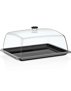 Polycarbonate Gastronorm Tray with Dome Cover GN1/2 Depth 20mm Black | Adexa DA-GF12-GFT12B