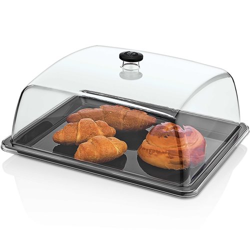 Polycarbonate Gastronorm Tray with Dome Cover GN1/2 Depth 20mm Black | Adexa DA-GF12-GFT12B