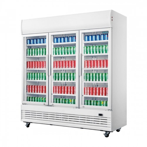 Polar G-Series GE769 1300 Ltr Upright Triple Hinged Glass Door Stainless Steel Display Fridge - FREE 24hr Delivery & Unpack