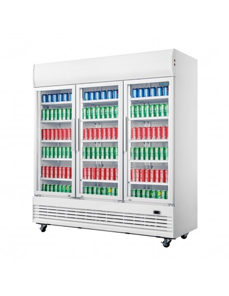 Polar G-Series GE769 1300 Ltr Upright Triple Hinged Glass Door Stainless Steel Display Fridge - FREE 24hr Delivery & Unpack