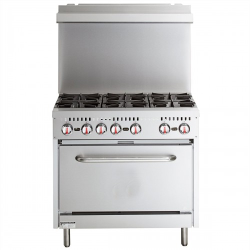 Professional 6 Burner Gas Range Oven (8kW/hr ea) with Removable Splashback & Overshelf | DA-RGR36X