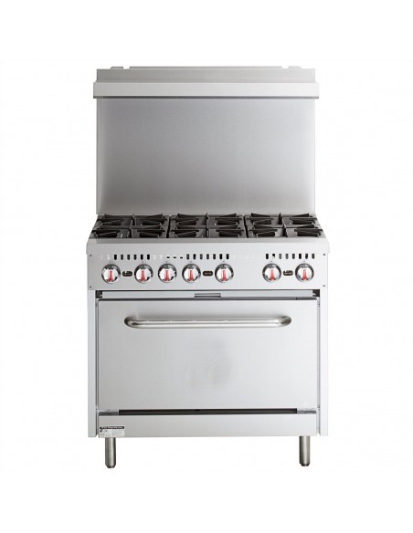 Professional 6 Burner Gas Range Oven (8kW/hr ea) with Removable Splashback & Overshelf | DA-RGR36X