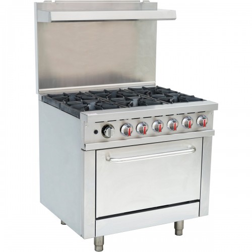 Professional 6 Burner Gas Range Oven (8kW/hr ea) with Removable Splashback & Overshelf | DA-RGR36X