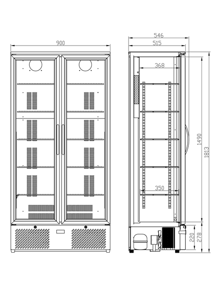 Bar bottle cooler Upright Double door 458 litres | Stalwart DA-SC458F