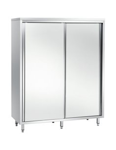 Upright Pan cupboard Stainless steel Sliding doors 3 shelves 1200x500x1800mm | Stalwart DA-GSK12518SM 2