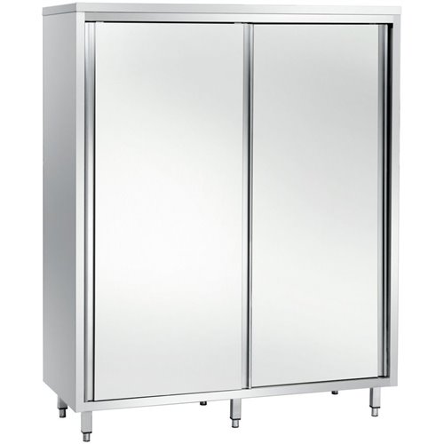 Upright Pan cupboard Stainless steel Sliding doors 3 shelves 1200x500x1800mm | Stalwart DA-GSK12518SM