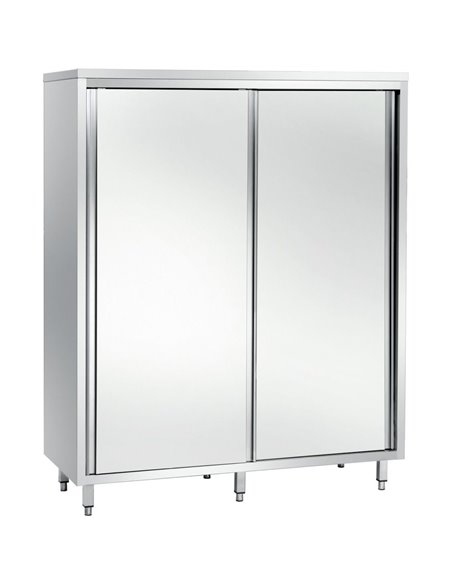 Upright Pan cupboard Stainless steel Sliding doors 3 shelves 1200x500x1800mm | Stalwart DA-GSK12518SM