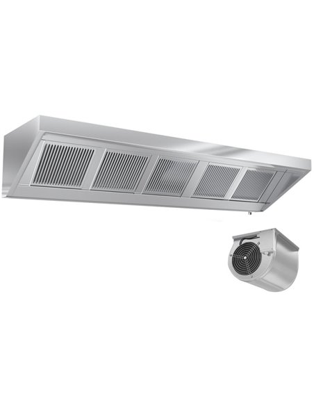 Wall type Extraction canopy with Filter &amp Fan &amp Lights &amp Speed control 2400x700x450mm | Stalwart DA-VH247F