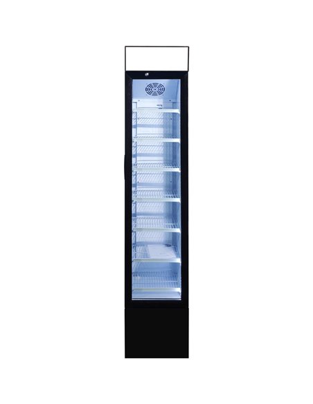 Commercial Bottle cooler Upright 105 litres Hinged glass door LED Canopy Black | Stalwart DA-SC105B