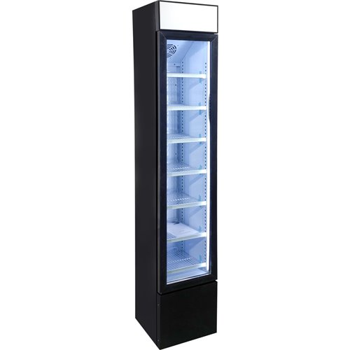 Commercial Bottle cooler Upright 105 litres Hinged glass door LED Canopy Black | Stalwart DA-SC105B