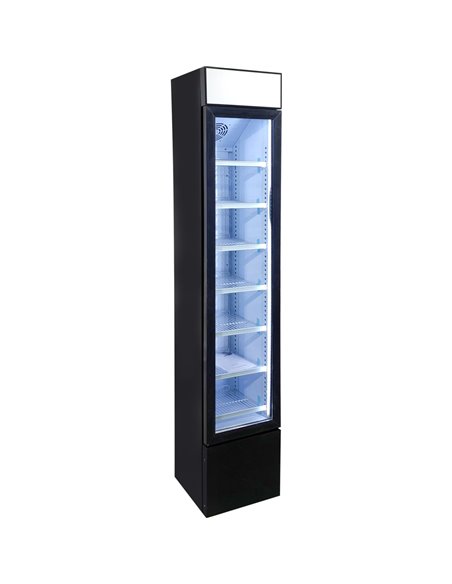 Commercial Bottle cooler Upright 105 litres Hinged glass door LED Canopy Black | Stalwart DA-SC105B