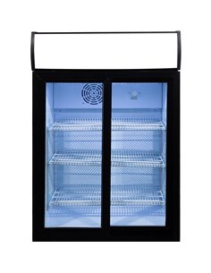 Back bar cooler 105 litres Double Sliding door LED canopy Black | Stalwart DA-SC105L