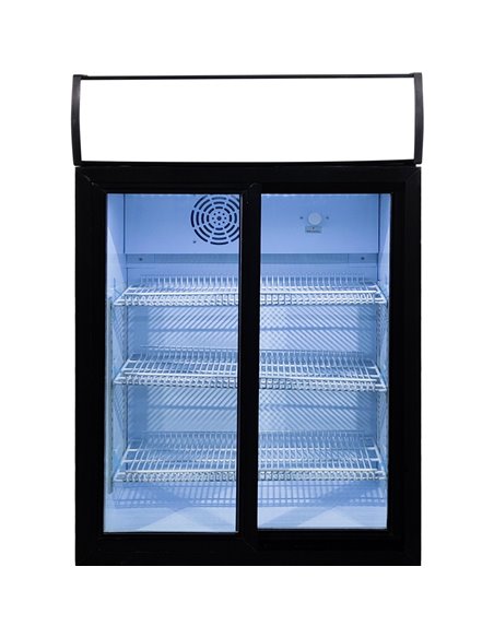 Back bar cooler 105 litres Double Sliding door LED canopy Black | Stalwart DA-SC105L