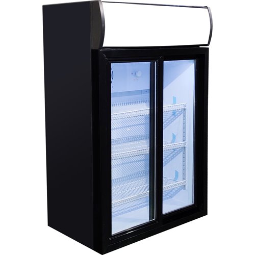 Back bar cooler 105 litres Double Sliding door LED canopy Black | Stalwart DA-SC105L