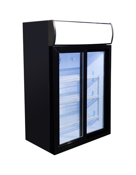 Back bar cooler 105 litres Double Sliding door LED canopy Black | Stalwart DA-SC105L