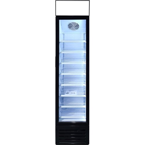 Commercial Bottle cooler Upright 145 litres Hinged glass door LED Canopy  Black | Stalwart DA-SC145B
