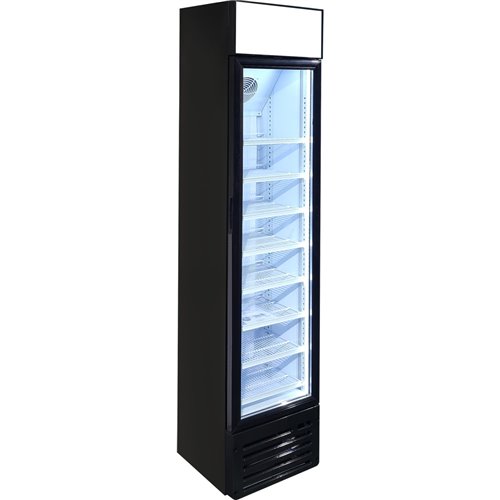 Commercial Bottle cooler Upright 145 litres Hinged glass door LED Canopy  Black | Stalwart DA-SC145B