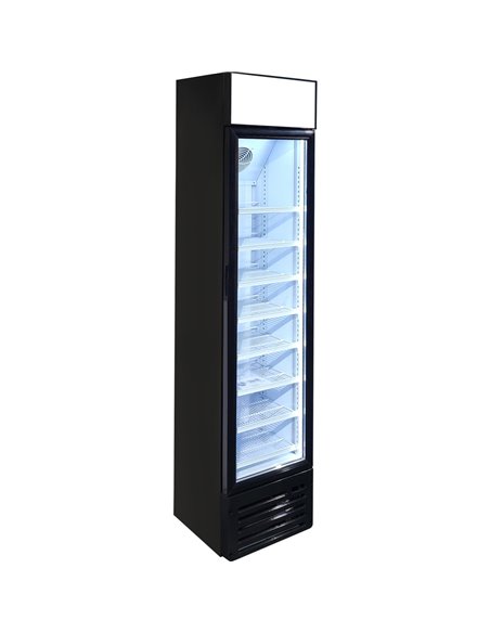 Commercial Bottle cooler Upright 145 litres Hinged glass door LED Canopy  Black | Stalwart DA-SC145B