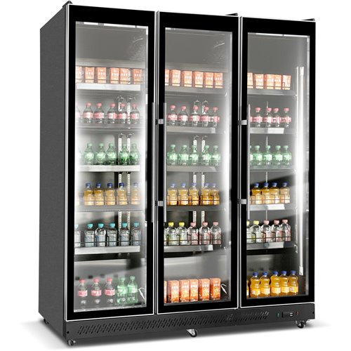 Commercial Display Refrigerator with Triple Glass 1200 litres door Black | Stalwart DA-KXG1680BLACK