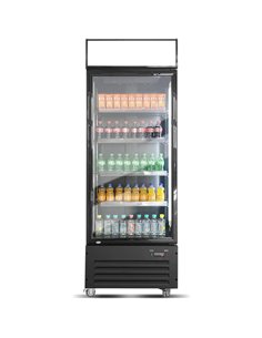 Commercial Bottle Cooler Upright 600 litres Single Glass Door with LED Canopy in Black | Stalwart DA-KXG600H 2