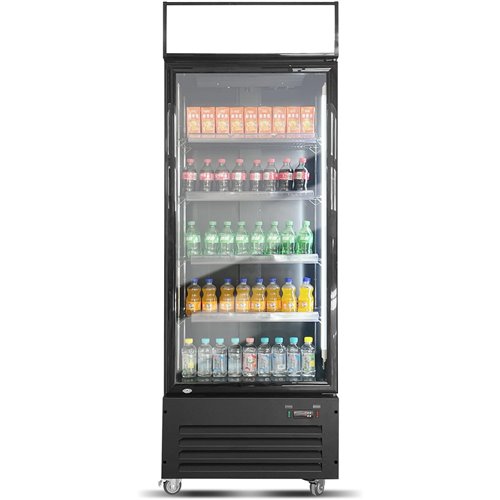 Commercial Bottle Cooler Upright 600 litres Single Glass Door with LED Canopy in Black | Stalwart DA-KXG600H Commercial Bottle Cooler Upright 600 litres Single Glass Door with LED Canopy in Black | Stalwart DA-KXG600H