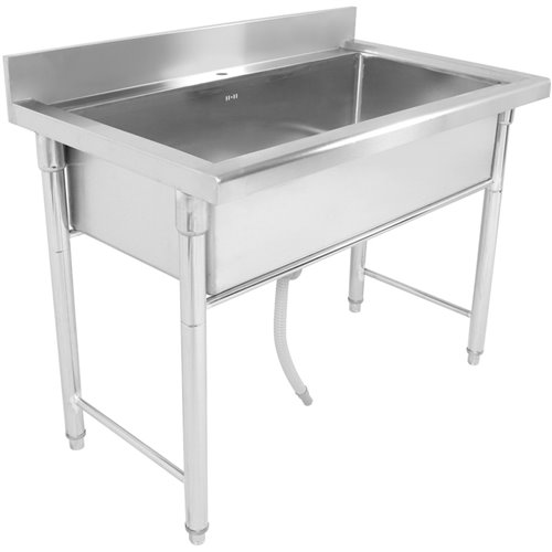 Commercial Hand and Pot Wash Sink Stainless steel 1 bowl Splashback 1500mm Depth 500mm Round legs | Stalwart Da-PSR15050