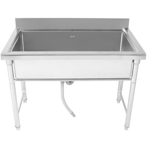 Commercial Hand and Pot Wash Sink Stainless steel 1 bowl Splashback 1500mm Depth 500mm Round legs | Stalwart Da-PSR15050 Commercial Hand and Pot Wash Sink Stainless steel 1 bowl Splashback 1500mm Depth 500mm Round legs | Stalwart Da-PSR15050