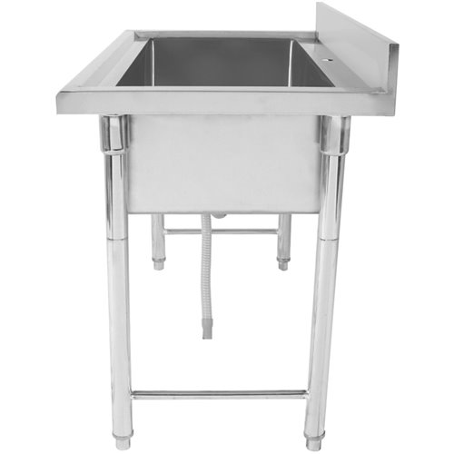 Commercial Hand and Pot Wash Sink Stainless steel 1 bowl Splashback 1500mm Depth 500mm Round legs | Stalwart Da-PSR15050 Commercial Hand and Pot Wash Sink Stainless steel 1 bowl Splashback 1500mm Depth 500mm Round legs | Stalwart Da-PSR15050