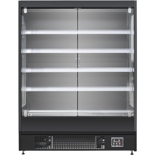 Wall Cabinet Multi Deck Refrigerator Double Glass Door Black 1520x800x2000mm | Stalwart DA-BLF1580GA