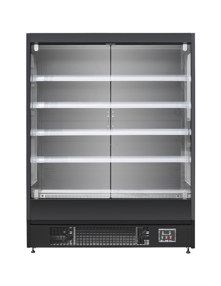 Wall Cabinet Multi Deck Refrigerator Double Glass Door Black 1520x800x2000mm | Stalwart DA-BLF1580GA