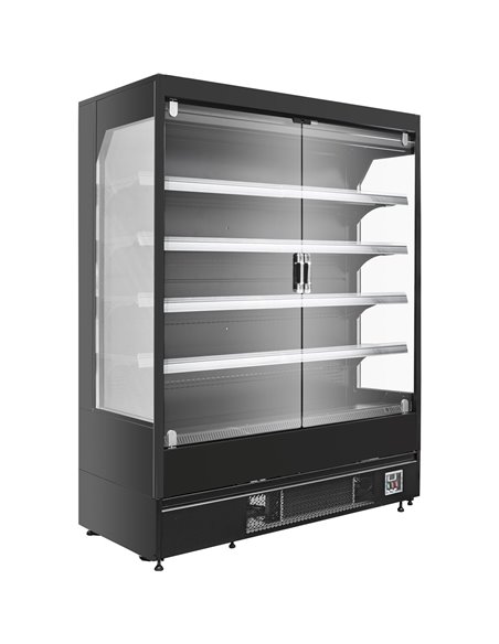 Wall Cabinet Multi Deck Refrigerator Double Glass Door Black 1520x800x2000mm | Stalwart DA-BLF1580GA