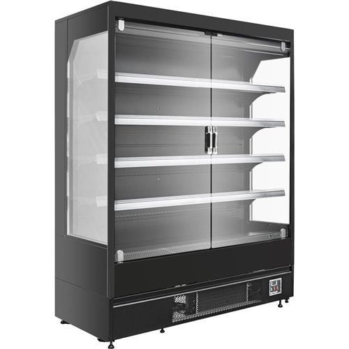 Wall Cabinet Multi Deck Refrigerator Double Glass Doors Black 1520x700x2000mm | Stalwart DA-BLF1566GA