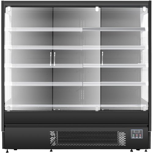 Wall Cabinet Multi Deck Refrigerator Triple Glass Doors Black 1940x700x2000mm | Stalwart DA-BLF2066GA