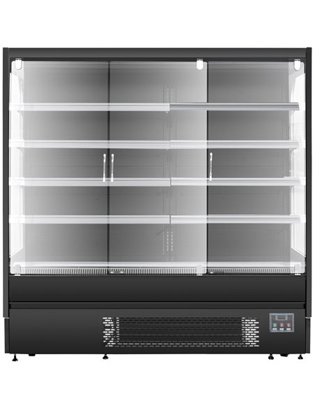 Wall Cabinet Multi Deck Refrigerator Triple Glass Doors Black 1940x700x2000mm | Stalwart DA-BLF2066GA