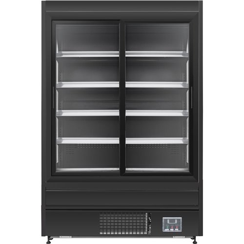 Wall Cabinet Multi Deck Refrigerator Double Sliding Door Black 1520x800x2000mm | Stalwart DA-BLF1580G