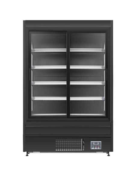 Wall Cabinet Multi Deck Refrigerator Double Sliding Door Black 1520x800x2000mm | Stalwart DA-BLF1580G