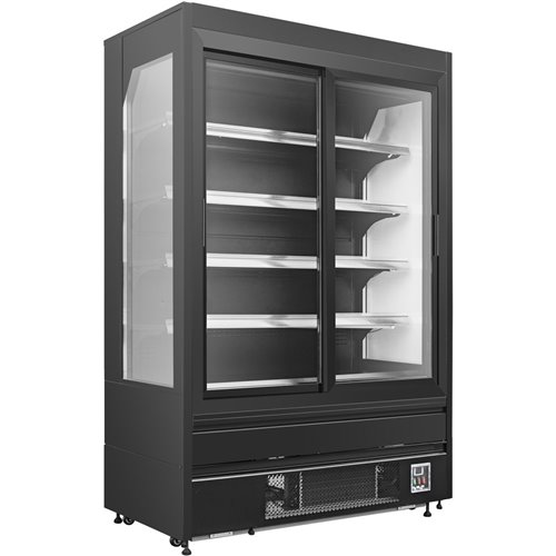 Wall Cabinet Multi Deck Refrigerator Double Sliding Door Black 1520x800x2000mm | Stalwart DA-BLF1580G
