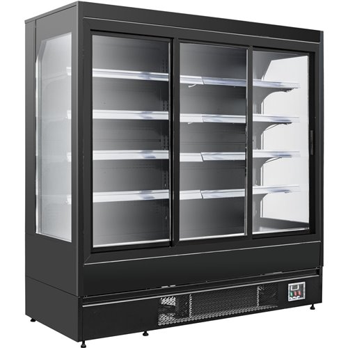 Wall Cabinet Multi Deck Refrigerator 3 Sliding Door Black 1940x800x2000mm | Stalwart DA-BLF2080G