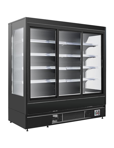 Wall Cabinet Multi Deck Refrigerator 3 Sliding Door Black 1940x800x2000mm | Stalwart DA-BLF2080G