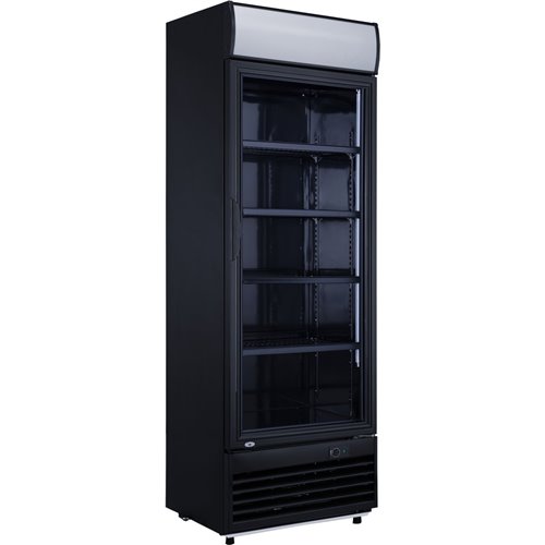 Commercial Drink cooler Upright 282 litres Static cooling Hinged glass door Black Canopy light | Stalwart DA-LG282BBLACK