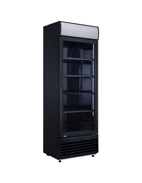 Commercial Drink cooler Upright 282 litres Static cooling Hinged glass door Black Canopy light | Stalwart DA-LG282BBLACK